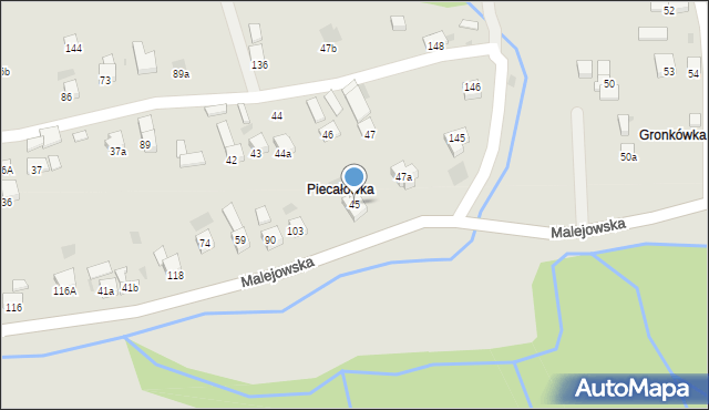 Jordanów, Malejowska, 45, mapa Jordanów