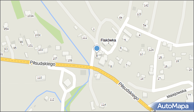 Jordanów, Malejowska, 9, mapa Jordanów