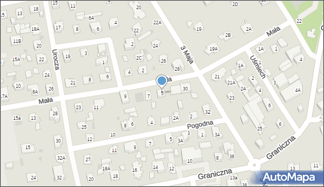 Józefów, Mała, 5, mapa Józefów