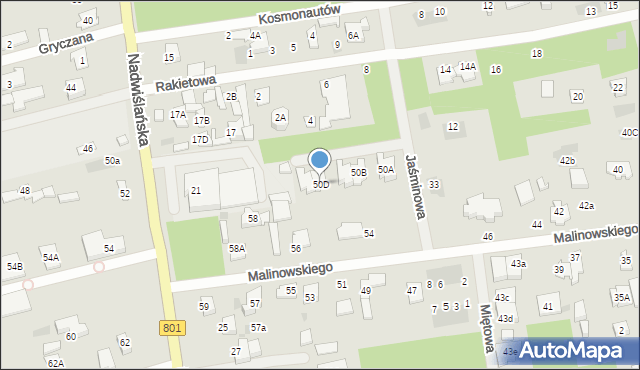Józefów, Malinowskiego, ks., 50D, mapa Józefów