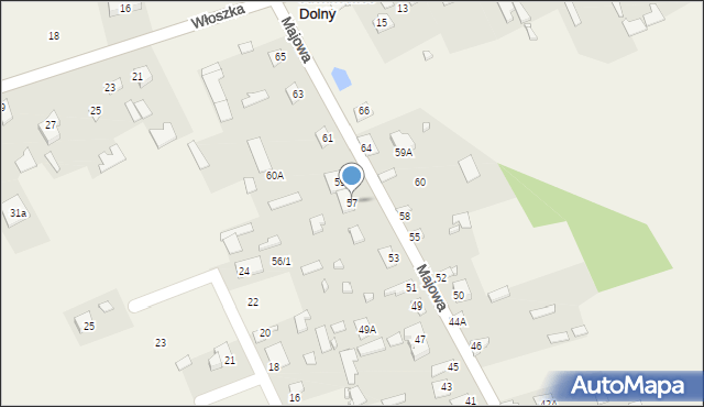 Juchnowiec Dolny, Majowa, 57, mapa Juchnowiec Dolny