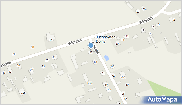 Juchnowiec Dolny, Majowa, 65, mapa Juchnowiec Dolny