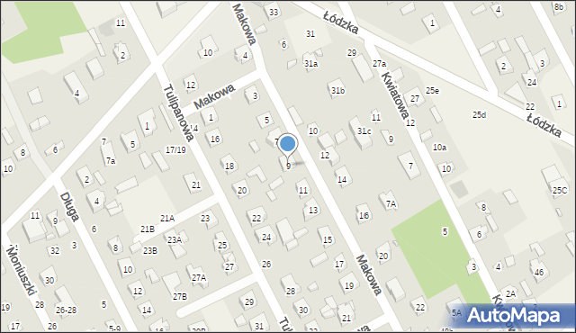 Justynów, Makowa, 9, mapa Justynów