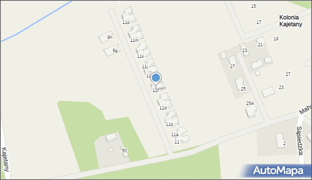 Kajetany, Mahoniowa, 11f, mapa Kajetany