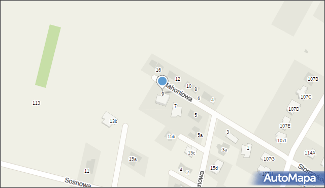 Kalinówka, Mahoniowa, 9, mapa Kalinówka