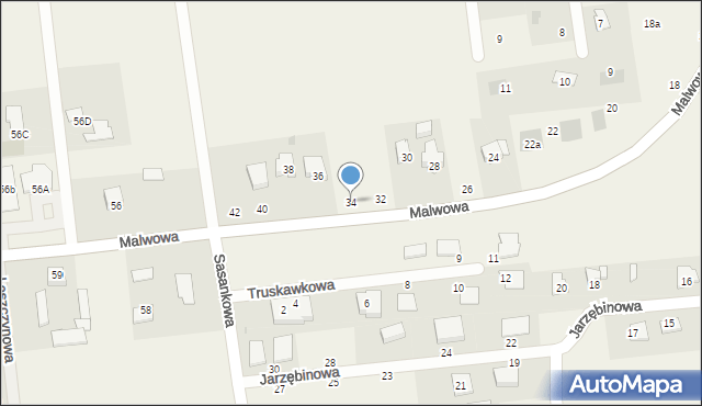 Kalinówka, Malwowa, 34, mapa Kalinówka