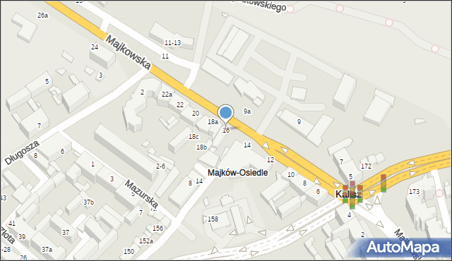 Kalisz, Majkowska, 16, mapa Kalisza