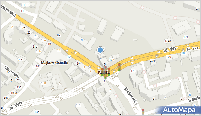 Kalisz, Majkowska, 7, mapa Kalisza