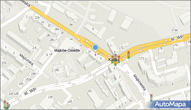 Kalisz, Majkowska, 8, mapa Kalisza