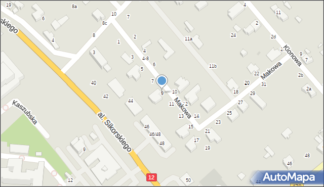 Kalisz, Makowa, 9, mapa Kalisza
