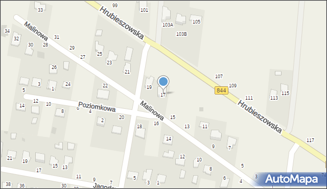 Kamień, Malinowa, 17, mapa Kamień