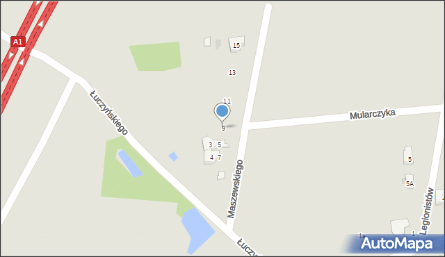 Kamieńsk, Maszewskiego Antoniego, mjr., 9, mapa Kamieńsk