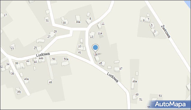 Kaniów, Malinowa, 15, mapa Kaniów