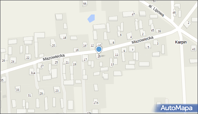 Karpin, Mazowiecka, 15, mapa Karpin