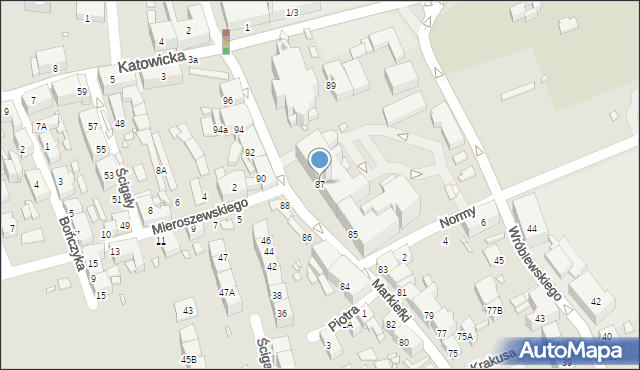 Katowice, Markiefki Leopolda, 87, mapa Katowic