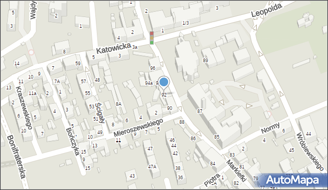 Katowice, Markiefki Leopolda, 92, mapa Katowic