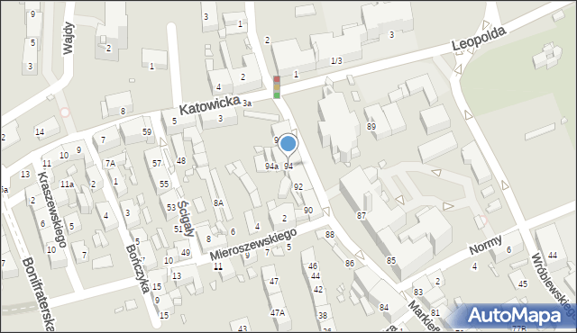 Katowice, Markiefki Leopolda, 94, mapa Katowic