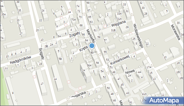 Katowice, Markiefki Leopolda, 60, mapa Katowic