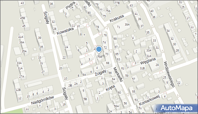 Katowice, Markiefki Leopolda, 70A, mapa Katowic