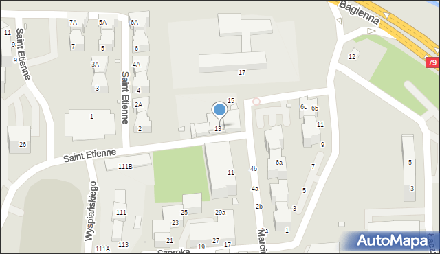 Katowice, Marcinkowskiego Karola, 13a, mapa Katowic