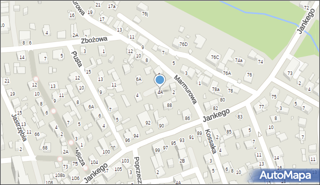 Katowice, Marmurowa, 4A, mapa Katowic