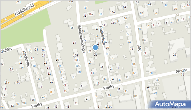 Katowice, Małachowskiego, 21, mapa Katowic