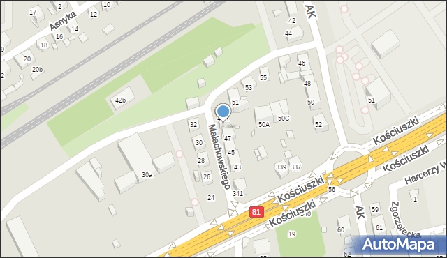 Katowice, Małachowskiego, 49, mapa Katowic