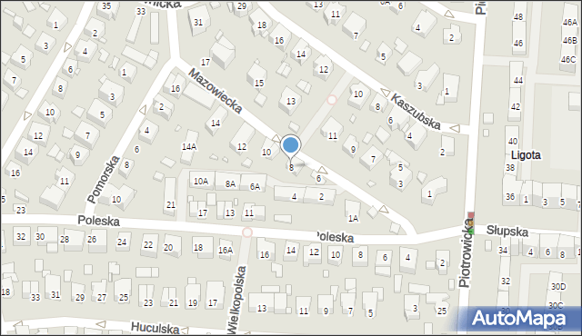 Katowice, Mazowiecka, 8, mapa Katowic