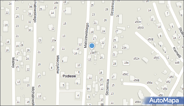 Katowice, Malczewskiego Jacka, 13A, mapa Katowic