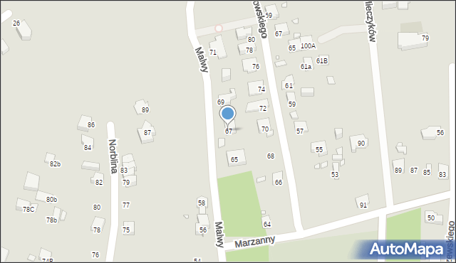 Katowice, Malwy, 67, mapa Katowic