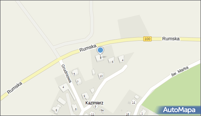 Kazimierz, Marcowa, 8, mapa Kazimierz