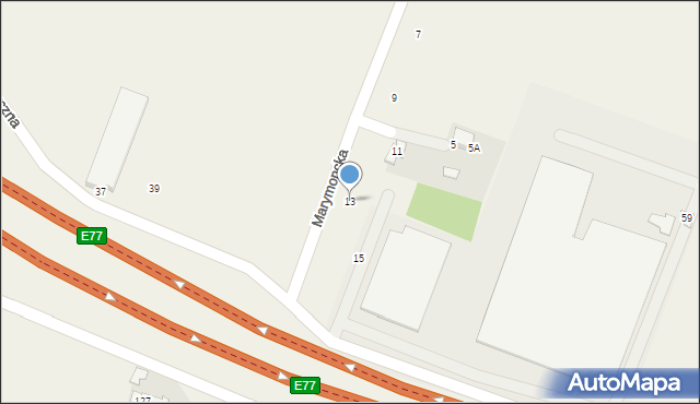 Kazuń Nowy, Marymoncka, 13, mapa Kazuń Nowy