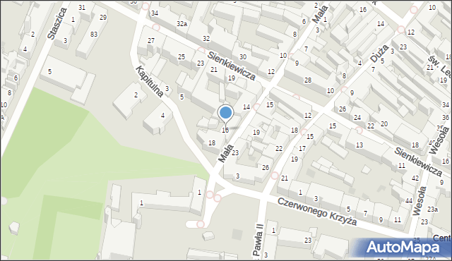 Kielce, Mała, 16, mapa Kielc