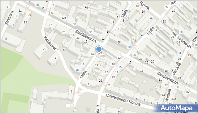 Kielce, Mała, 17, mapa Kielc