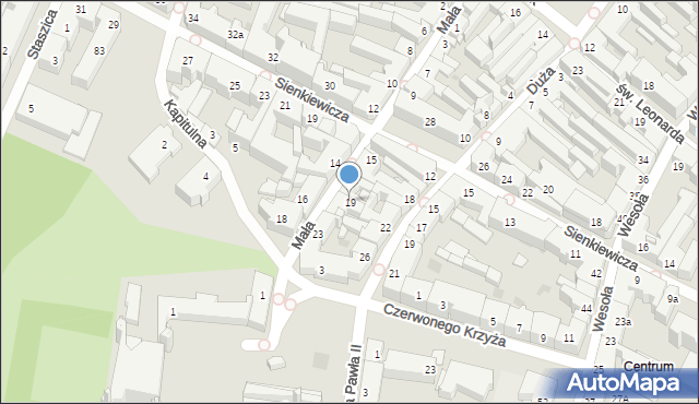 Kielce, Mała, 19, mapa Kielc