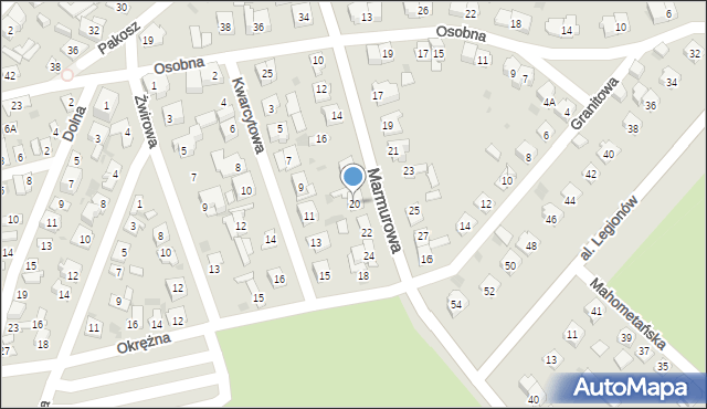 Kielce, Marmurowa, 20, mapa Kielc