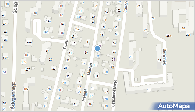 Kielce, Matejki Jana, 9, mapa Kielc