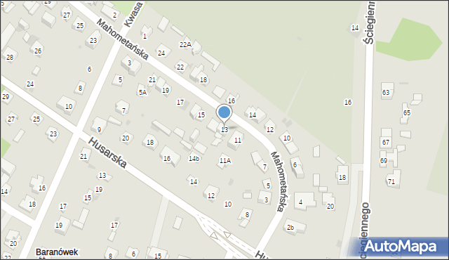 Kielce, Mahometańska, 13, mapa Kielc