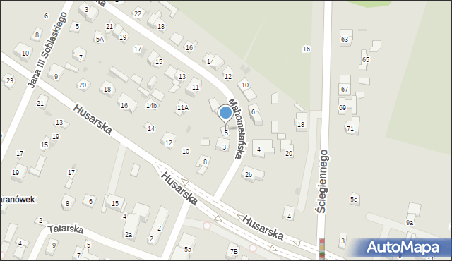 Kielce, Mahometańska, 5, mapa Kielc