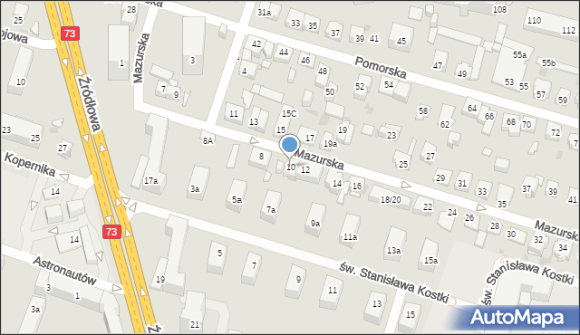 Kielce, Mazurska, 10, mapa Kielc