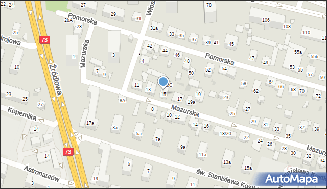 Kielce, Mazurska, 15, mapa Kielc