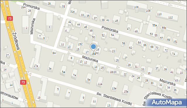 Kielce, Mazurska, 19a, mapa Kielc