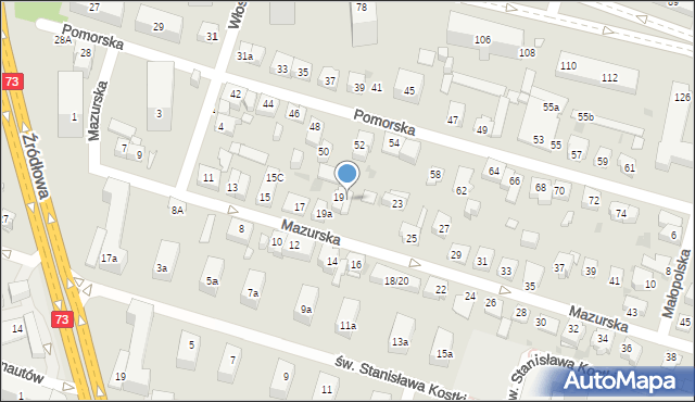 Kielce, Mazurska, 21, mapa Kielc