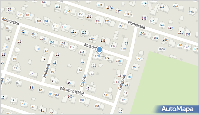 Kielce, Mazurska, 122, mapa Kielc