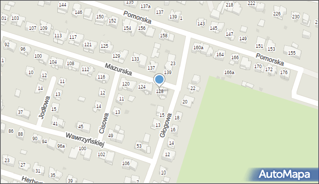 Kielce, Mazurska, 128, mapa Kielc