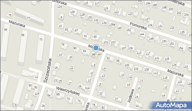 Kielce, Mazurska, 90, mapa Kielc