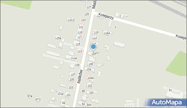Kielce, Malików, 110, mapa Kielc