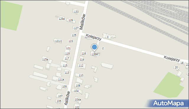 Kielce, Malików, 116A, mapa Kielc