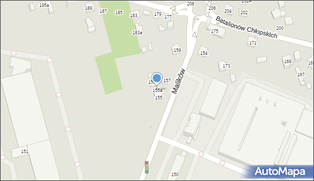Kielce, Malików, 155a, mapa Kielc