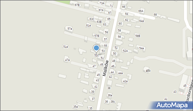 Kielce, Malików, 51c, mapa Kielc
